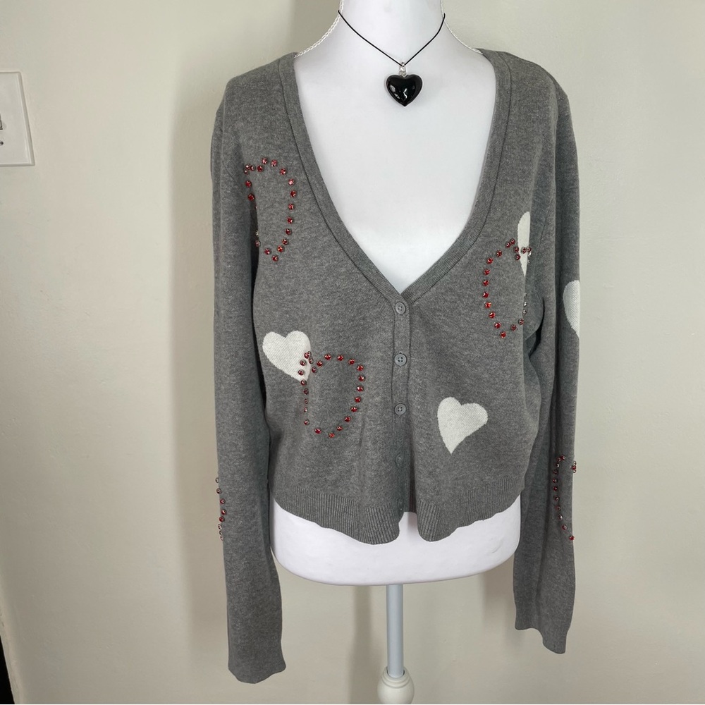 NTW Torrid Coquette Valentine Sequin hearts Cardigan